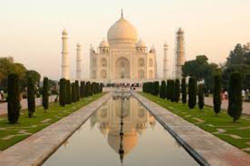 The majestic Taj Mahal at sunrise